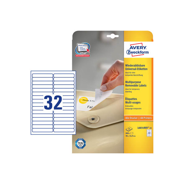 4004182060315 - Etiketten Kennzeichnungs Etiketten L6031REV-25 weiß 96x169mm rechteckig  4004182060315 30 Blatt