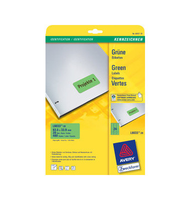Etiketten GRÜN L6033-20 63,5 x 33,9 mm ablösbar