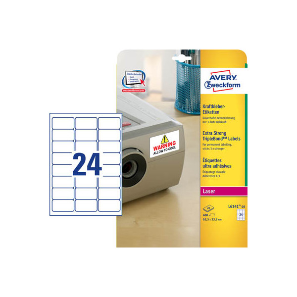 4004182059869 - L6141-20 Etiketten 635 x 339 mm Polyester-Folie Weiß 480 St Permanent Kraftkleber-Etiketten Universal-Etiketten Laser Kopie 20 Blatt DIN A4