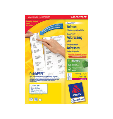 L7159-100 Adress Etiketten 64 x 33,9 mm weiß Quick Peel