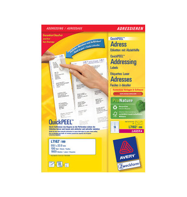 L7162-100 Adress Etiketten 99,1 x 33,9 mm weiß QuickPeel