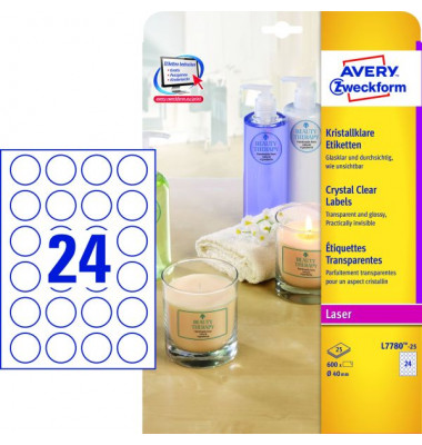Folienetiketten L7780-25, transparent, &Oslash; 40mm, rund