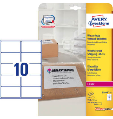 Polyesteretik.wetterf.25/A4 weiß 99,1x57mm 250 St Polyesteretik.wetterf.25/A4 weiß 99,1x57mm 250 St