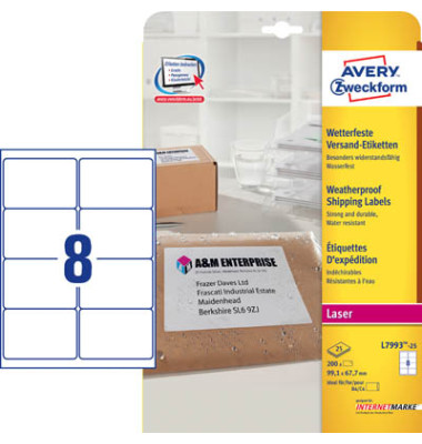 Polyesteretik.wetterf.25/A4 weiß 99,1x67,7mm 200 St Polyesteretik.wetterf.25/A4 weiß 99,1x67,7mm 200 St
