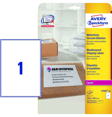 Adressetiketten Versand- Etiketten, 289,1mm (H)