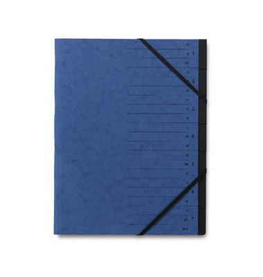 Ordnungsmappe A4 7-Fächer blau Karton 335g Ordnungsmappe A4 7-Fächer blau Karton 335g