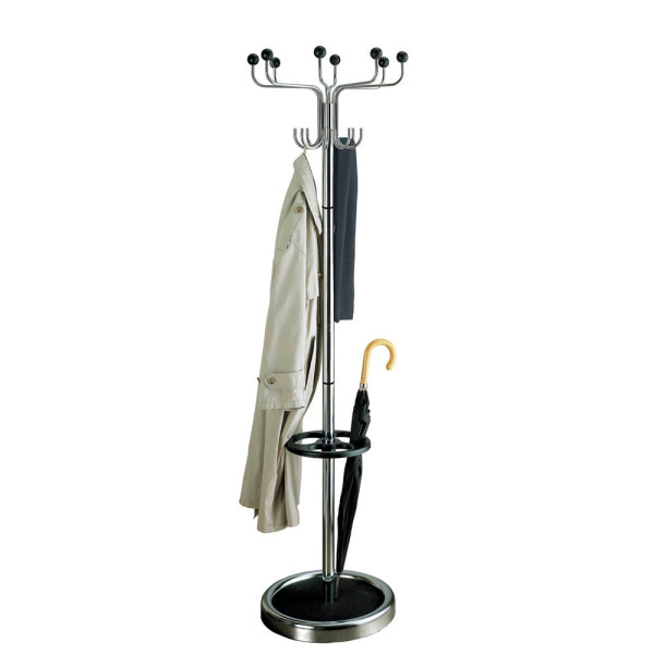 4044917205307 - Garderobenständer Rondo mit Schirmständer alusilber schwarz 4044917205307 Kerkmann