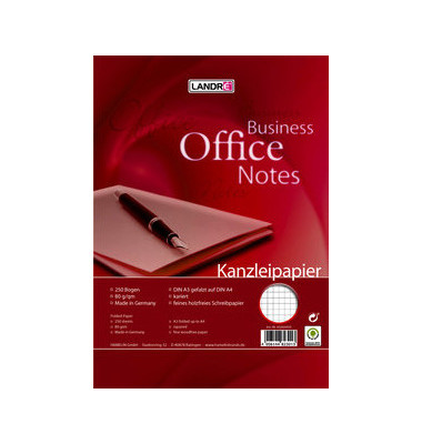 Kanzleipapier Office 100050619 A3 auf A4 gefalzt, kariert ohne Rand, weiß 