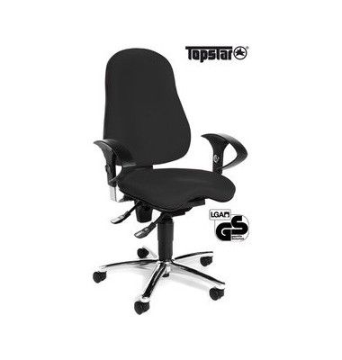B&uuml;rostuhl Sitness 10, schwarz / silber, mit Armlehnen, bis 110kg, ohne Kopfst&uuml;tze