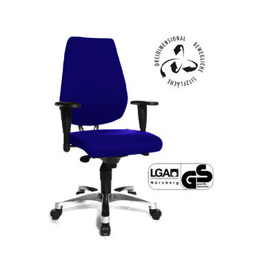 B&uuml;rostuhl Sitness 30, royalblau / silber, mit Armlehnen, bis 110kg, ohne Kopfst&uuml;tze
