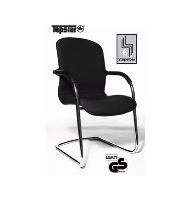 Visitor Open Chair 100 schwarz Schwingstuhl OC590 T20 gepolstert mit Stoffbezug mit Armlehnen