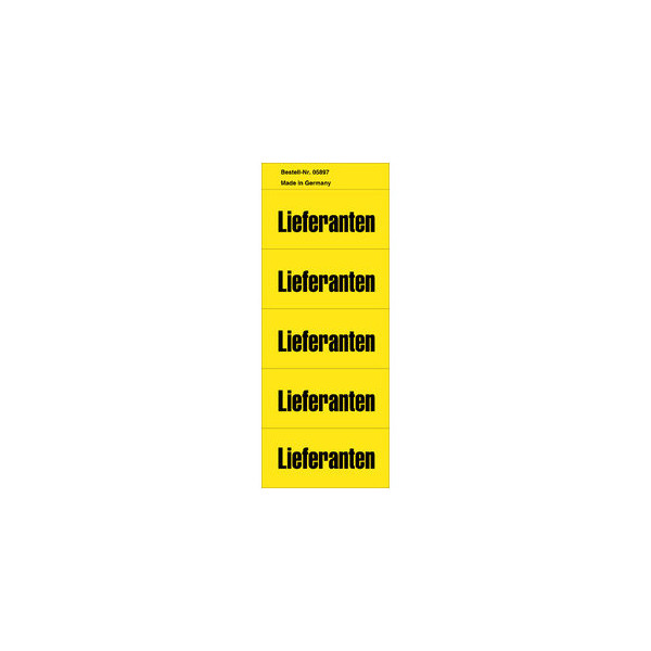 4250062158973 - Inhaltsschilder 5897 Lieferanten gelb 57x28mm selbstklebend 4250062158973 100 Stück 4250062158973 - Inhaltsschilder 5897 Lieferanten gelb 57x28mm selbstklebend 4250062158973 100 Stück