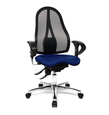 B&uuml;rostuhl Sitness 15, blau/schwarz / chrom, mit Armlehnen, bis 110kg, ohne Kopfst&uuml;tze