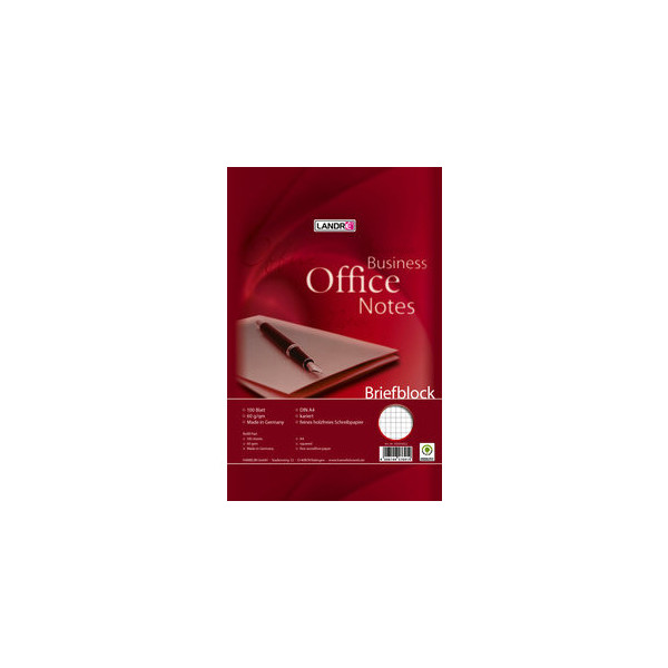 4006144576919 - Notizblock 100050253 Business Office Notes kariert A4 60g rot 100 Blatt 4006144576919 Landre