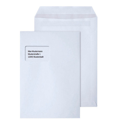 250 Mailmedia Versandtaschen DIN C4 weiß selbstklebend 120g/m² 