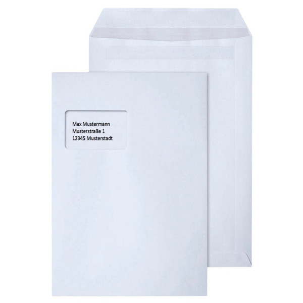 100x Versandtaschen C4 A4 Fenster Abziehstreifen selbstklebend weiß Umschläge 