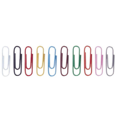 Büroklammern 259-26, 26mm, Metall kunststoffüberzogen farbig sortiert, 1000 Stück Büroklammern 259-26, 26mm, Metall kunststoffüberzogen farbig sortiert, 1000 Stück