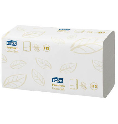 Tork Papierhandtücher 100278 Premium extra soft H3 Zickzack 23 x 23 cm Tissue weiß 2-lagig 3000 Tücher