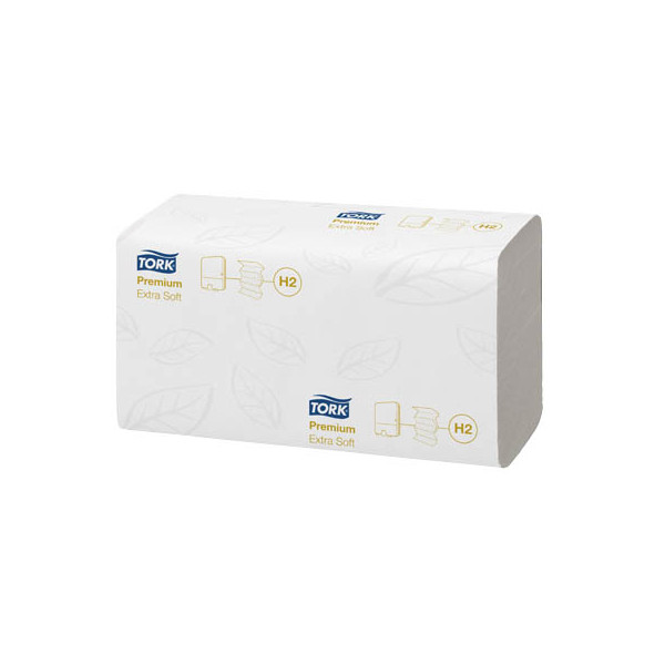 7322540124279 - Tork® Handtuch Premium Interfold 100297 2-lagig extra weich bedruckt mit Prägung Karton mit 21 Pack á 100 Stück (2100 Tücher) weiß