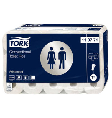 Toilettenpapier T4 Advanced, ohne, 110771, 2-lagig, wei&szlig;, 400 Blatt / Rolle,