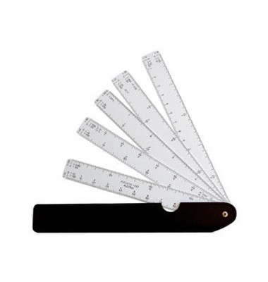 Fächermaßstab 1:10 usw weiß 150mm im Etui Fächermaßstab 1:10 usw weiß 150mm im Etui