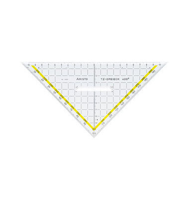 Zeichendreieck 22,5cm mit Griff mm-Teilung glasklar