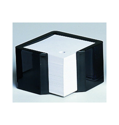 Zettelbox 25701, memorion, 100x100mm, inkl. 600 lose Notizzettel, schwarz, Kunststoff, Zettelblock mit gestanztem Loch als Stift
