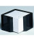 Zettelbox 25701, memorion, 100x100mm, inkl. 600 lose Notizzettel, schwarz, Kunststoff, Zettelblock mit gestanztem Loch als Stift