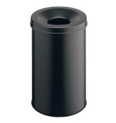 Stahlpapierkorb 30 Liter mit Flammenlöschkopf schwarz