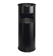 Mülleimer Executive mit Aschenbecher schwarz Durchmesser: 26 cm