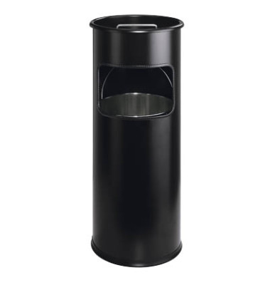 Mülleimer Executive mit Aschenbecher schwarz Durchmesser: 26 cm Mülleimer Executive mit Aschenbecher schwarz Durchmesser: 26 cm