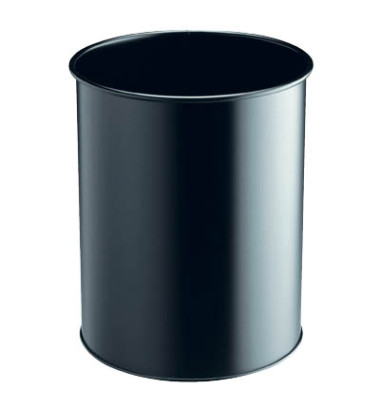 Stahlpapierkorb Business 15 Liter schwarz