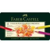 K&uuml;nstlerstifte-Set POLYCHROMOS 110012, 12-farbig sortiert, rund, Etui  Metall