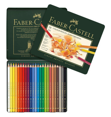 K&uuml;nstlerstifte-Set Polychromos, 110024, rund, Etui  Metall