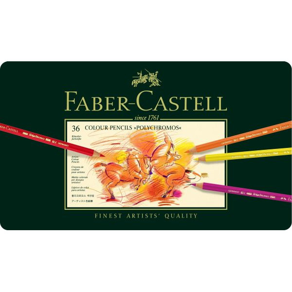 Faber-Castell Künstlerstifte-Set Polychromos, 110036, farbig sortiert, rund, Etui  Metall 4005401100362 Faber-Castell 36 Stück