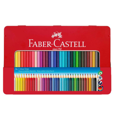 Faber Castell 12er Colour Grip Buntstifte Metalletui Set 
