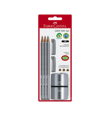 Schreibgeräteset GRIP 2001, 117098, silbergrau, HB