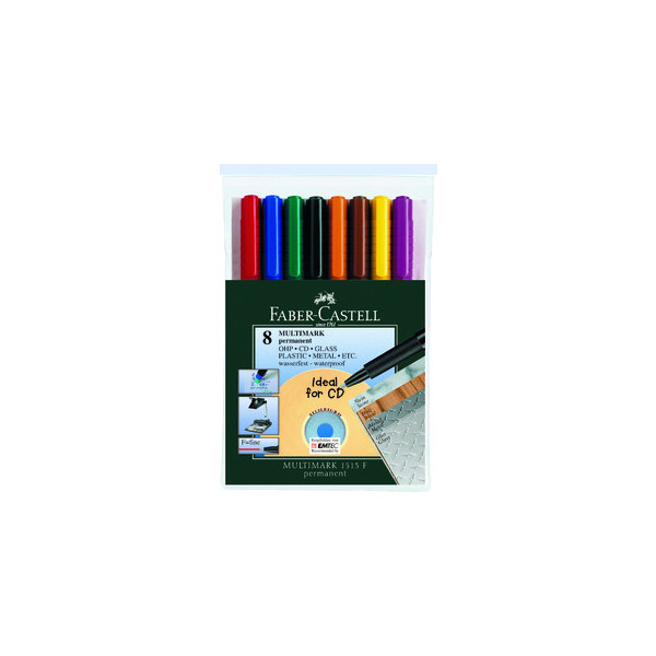 5 Stück Faber-Castell Folienstift Multimark 1513 F farbig sortiert 0,6 mm 8er-Etui permanent 4005401513094 Faber-Castell 8 Stück
