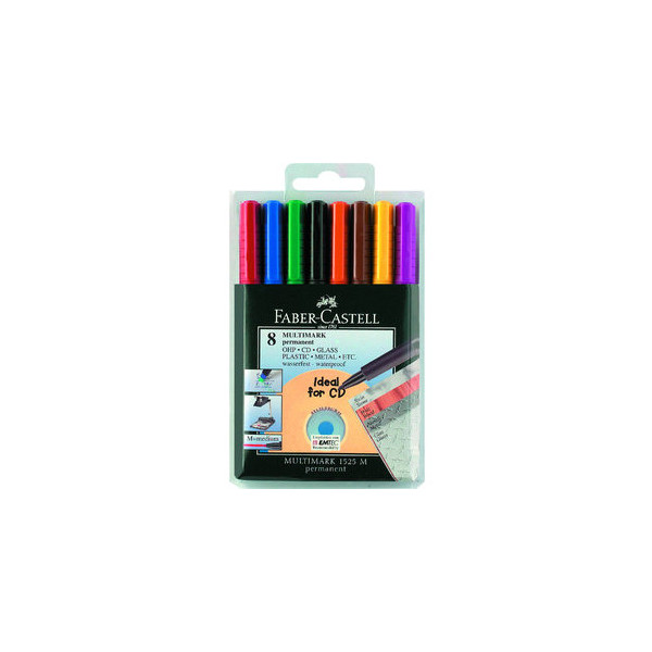 5 Stück Faber-Castell Folienstift Multimark 1525 M farbig sortiert 1,0 mm 8er Etui permanent 4005401525097 Faber-Castell 8 Stück