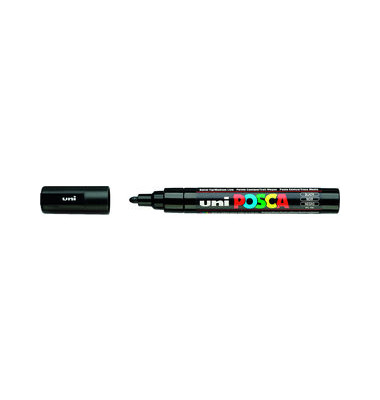 Permanentmarker UNI POSCA, 182599, schwarz, 2,5mm Rundspitze