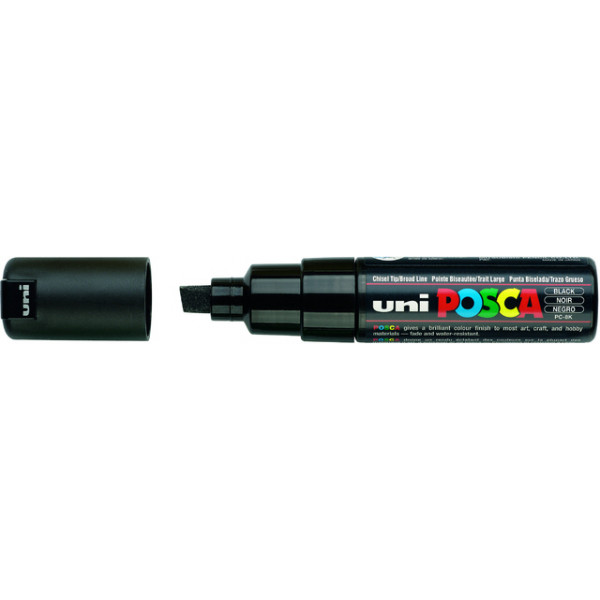 6 Stück uni-ball Permanentmarker uniPOSCA PC-8K schwarz 8mm Keilspitze
