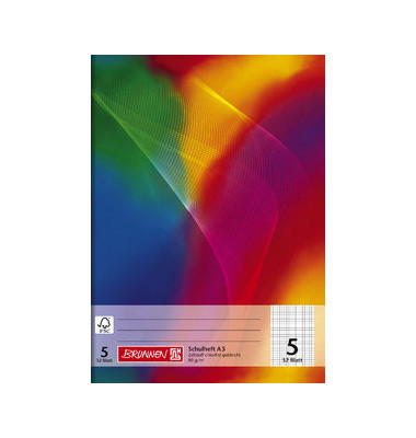 Schulheft 104530502, Lineatur 5 / kariert, A5, 80g, regenbogen, 32 Blatt / 64 Seiten