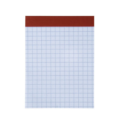 Notizblock 1055132, kariert, A7, 70g, rot, weiss, 50 Blatt