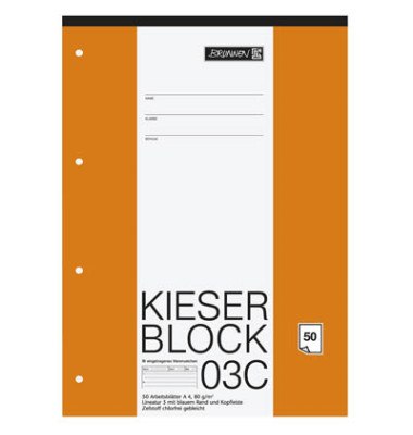 Kieserblock Schreibblock 42923 für Grundschule Lineatur 3 TCF A4 50 Blatt 4-fach-gelocht