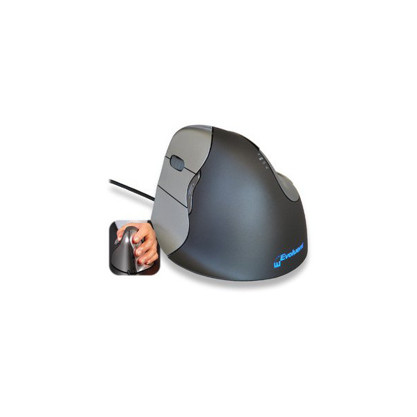 8717399991087 - BakkerElkhuizen Evoluent 4 Ergonomische Maus USB Optisch Schwarz Silber 5 Tasten 800 dpi 1300 dpi 1800 dpi 2600 dpi Ergonomisch