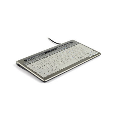 PC-Tastatur S-Board 840 Design, mit Kabel (USB), US, ergonomisch, Sondertasten, silber, weiß