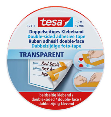 Klebeband doppelseitig tesafix 15mm x 10m transparent Dose