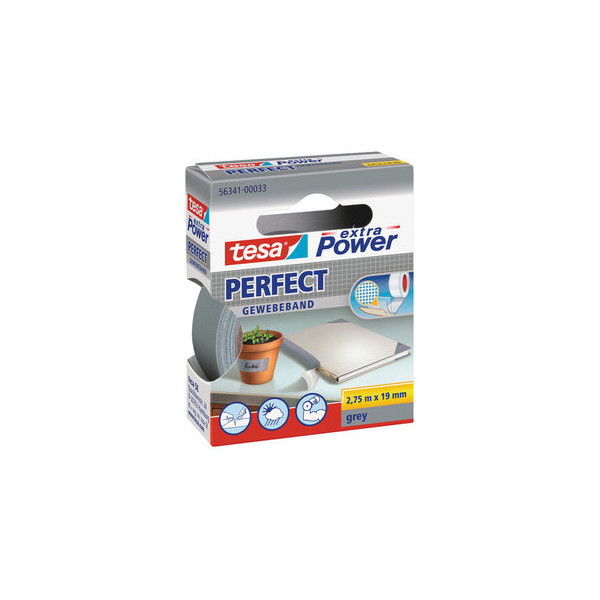 4042448044112 - Perfect 56341-00033-03 Gewebeklebeband ® extra Power Grau (l x b) 275 m x 19 mm 1 St - Tesa