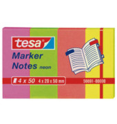 Haftmarker 56691-00000-01, Marker Notes Neon, 20x50mm, 4-farbig sortiert, ohne, rechteckig