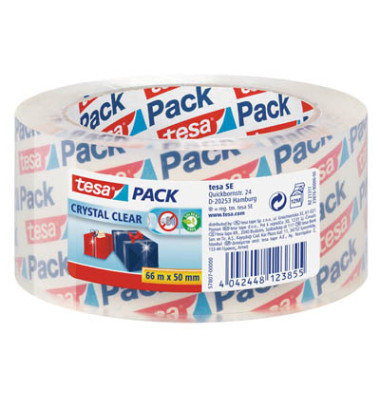 Packband tesapack Crystal Clear 57807-00000-01, 50mm x 66m, 35my, kristallklar